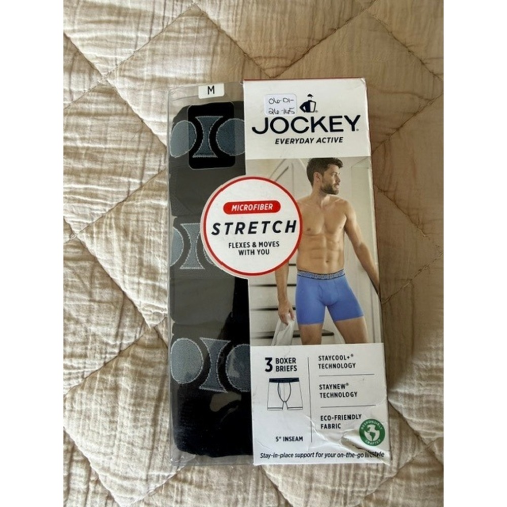 Jockey Mens 3 Pack Everyday Active Microfiber Stretch Boxer Briefs Black Gray M